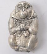 SILVER PLATED MONKEY MATCH VESTA CASE