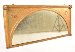 19TH CENTURY GILT WOOD ARCHED OVERMANTEL WALL MIRROR