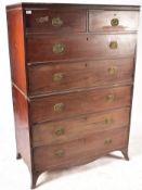 19TH CENTURY VICTORIAN MAHOGANY CHEST ON CHEST OF DRAWERS