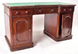 VICTORIAN 19TH CENTURY INVERTED BREAKFRONT PEDESTAL DESK