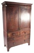 LARGE 19TH CENTURY VICTORIAN MAHOGANY LINEN PRESS