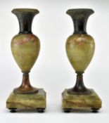 PAIR OF 19TH CENTURY BRONZE AND ONYX GARNITURE VASES