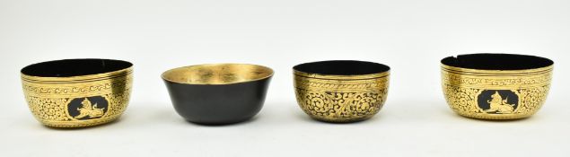COLLECTION OF VINTAGE CHINESE LACQUERED PRAYER BOWLS