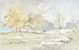 MID CENTURY UNSIGNED LANDSCAPE WATERCOLOUR PAINTING