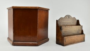 VICTORIAN MAHOGANY CELLARET & OAK DESK LETTER HOLDER