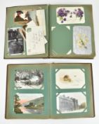 2 EDWARDIAN POSTCARD ALBUMS OF POSTCARDS & GREETING CARDS