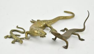 COLLECTION OF THREE VINTAGE 20TH CENTURY BRASS LIZARDS