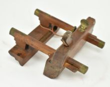 EARLY 19TH CENTURY BEECH & BRASS PLOUGH PLANE
