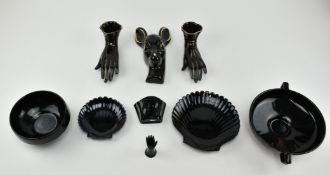COLLECTION OF RETRO MID 20TH CENTURY BLACK & GOLD CERAMICS
