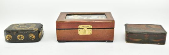 COLLECTION OF THREE 19TH CENTURY & LATER WOODEN BOXES