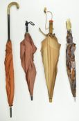 COLLECTION OF 4 20TH CENTURY DECORATIVE HANDLED UMBRELLAS