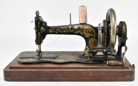 SINGER SEWING MACHINE - C1874 GILT DETAILED BOXED MACHINE