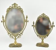 TWO EARLY 20TH CENTURY BRASS EMPIRE STYLE VANITY MIRRORS
