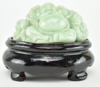 20TH CENTURY JADE LAUGHING BUDDHA TRINKET ON STAND