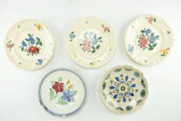 FIVE CONTINENTAL 19TH CENTURY MAJOLICA PLATES
