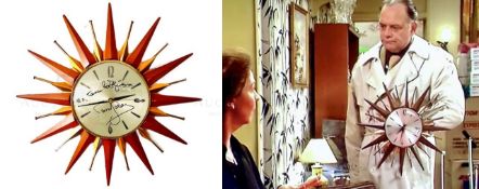 ONLY FOOLS & HORSES - TROTTER FLAT STARBURST CLOCK SIGNED DAVID JASON +