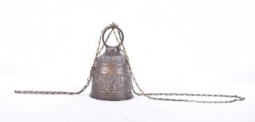 19TH CENTURY HEAVY BRASS ECCLESIASTICAL BELL / KNOCKER
