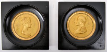 PAIR OF 20TH CENTURY GILT METAL NAPOLEON MINIATURES PORTRAITS
