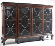 VICTORIAN MAHOGANY BREAK FRONT ASTRAGAL GLAZED CABINET
