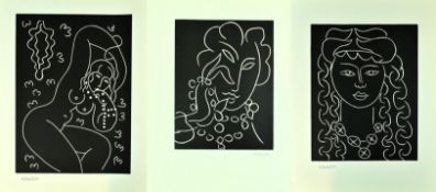 HENRI MATISSE - THREE BLACK AND WHITE SERIGRAPH NUDE PRINTS