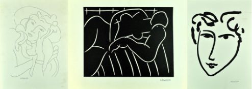 HENRI MATISSE - THREE BLACK AND WHITE SERIGRAPH PRINTS