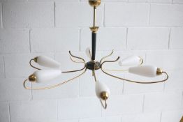 1950S ITALIAN DESIGNER HANGING BRASS CEILING LIGHT