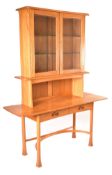 ERCOL - KELMSCOT - 1980S BEECH AND ELM CABINET DESK 104/125