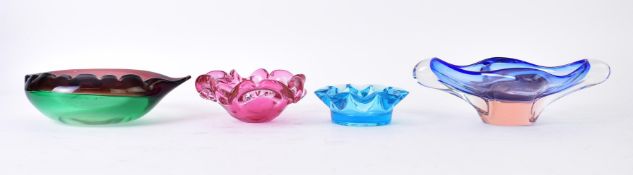 FOUR CONTINENTAL MID CENTURY HAND BLOWN ASHTRAYS / VASES