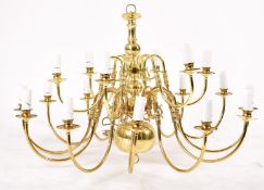 LARGE 21ST CENTURY BRASSED METAL TWELVE ARMS CHANDELIER