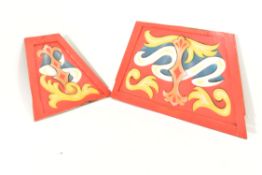 LARGE TWO PART HAND PAINTED WOODEN PANEL FROM A CAROUSEL