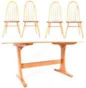 ERCOL BLONDE BEECH & ELM DINING TABLE WITH QUAKER CHAIRS