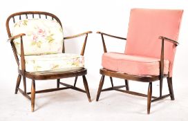 ERCOL - MODEL 334 - PAIR OF MID CENTURY BEECH & ELM EASY CHAIRS