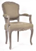 ROCHE BOBOIS - GREY & LINEN UPHOLSTERY FAUTEUIL ARMCHAIR