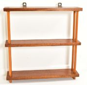 CONTEMPORARY STAINED BEECH PEG JOINTED WALL SHELF UNIT