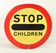 RETRO 20TH CENTURY TRAFFIC LOLLIPOP ENAMEL ROUND SIGN