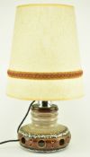 RETRO WEST GERMAN CERAMIC POTTERY LAMP WITH FABRIC SHADE