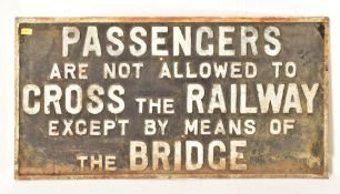 RAILWAYANA - MID CENTURY SOILD CAST IRON RAILWAY SIGN