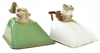 PAIR OF LARGE 20TH CENTURY INDUSTRIAL YARD ENAMEL LIGHTS
