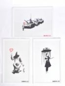 AFTER BANKSY STENCIL PRINTS - RAIN GIRL / GOLF SALE / LOVE