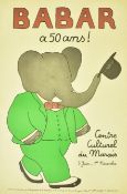 JEAN DE BRUNHOFF - BABAR AT 50 YEARS OLD ORIGINAL POSTER