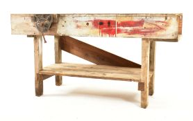 VINTAGE 20TH CENTURY SOLID PINE WORK BENCH TABLE