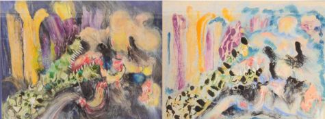 SARAH EASBY (BRISTOL) - PAIR OF 1992 MIXED MEDIA PAINTINGS