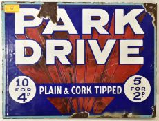 PARK DRIVE - VINTAGE POINT OF SALE ADVERTISING ENAMEL SIGN