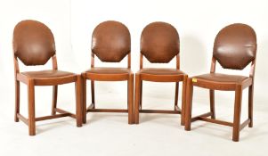 FOUR ART DECO 1930S OAK & LEATHER DINING CHAIRS