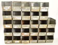 TWENTY-EIGHT VINTAGE METAL INDUSTRIAL STACKING TRAYS