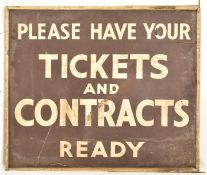 1930S RAILWAY STATION TICKETS READY ADVERTISING SIGN