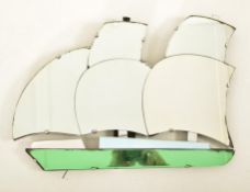 EARLY 20TH CENTURY ART DECO SHIP SHAPED WALL MIRROR