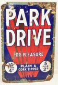 PARK DRIVE - VINTAGE POINT OF SALE ADVERTISING ENAMEL SIGN
