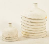 EIGHT VINTAGE WHITE PAINTED METAL INDUSTRIAL LIGHT SHADES