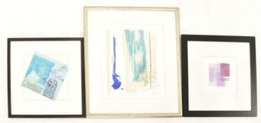 COLLECTION OF THREE CONTEMPORARY ETCHING/PAINTINGS